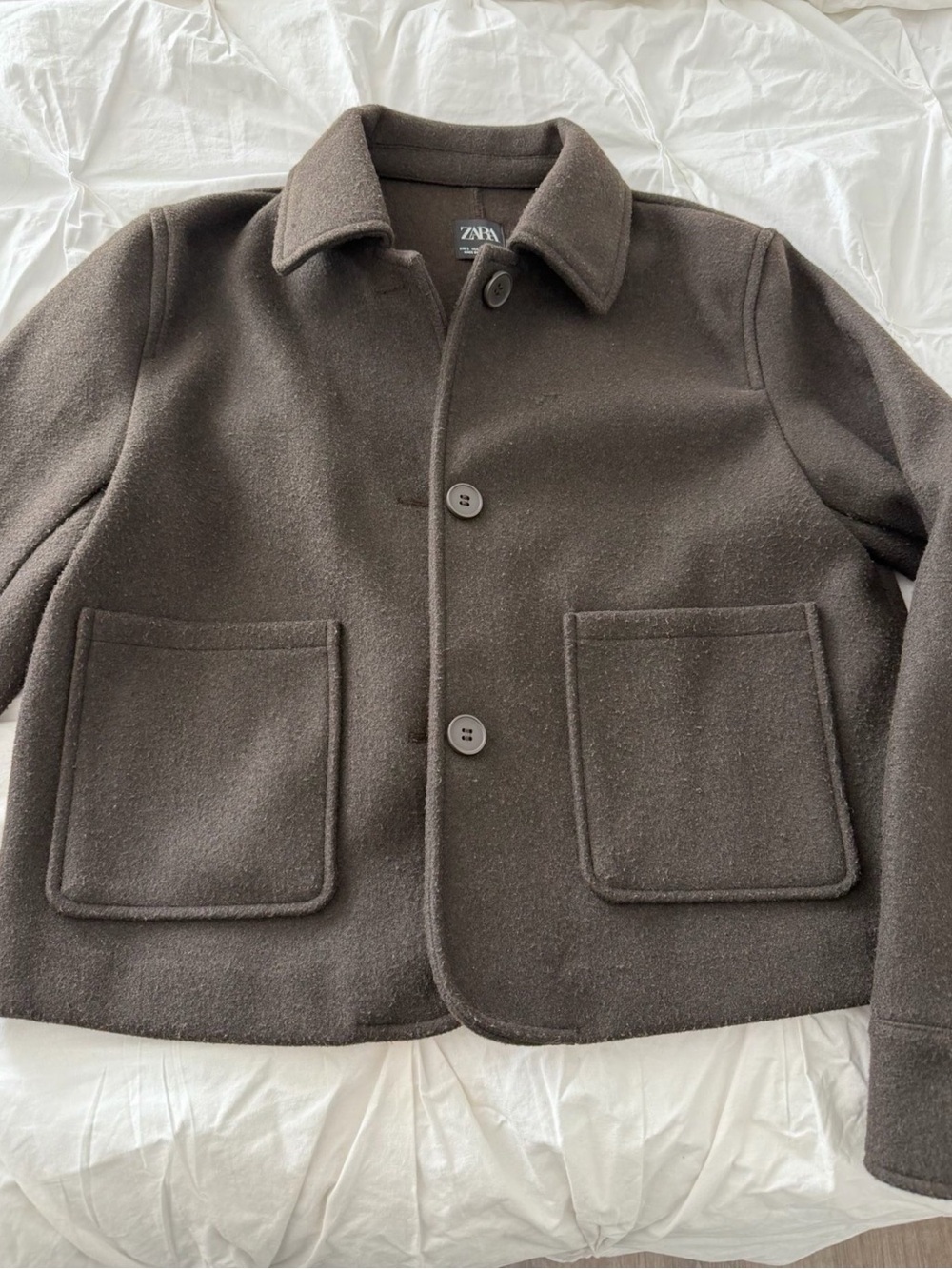 Zara women's Brown Wool Blend Button Jacket